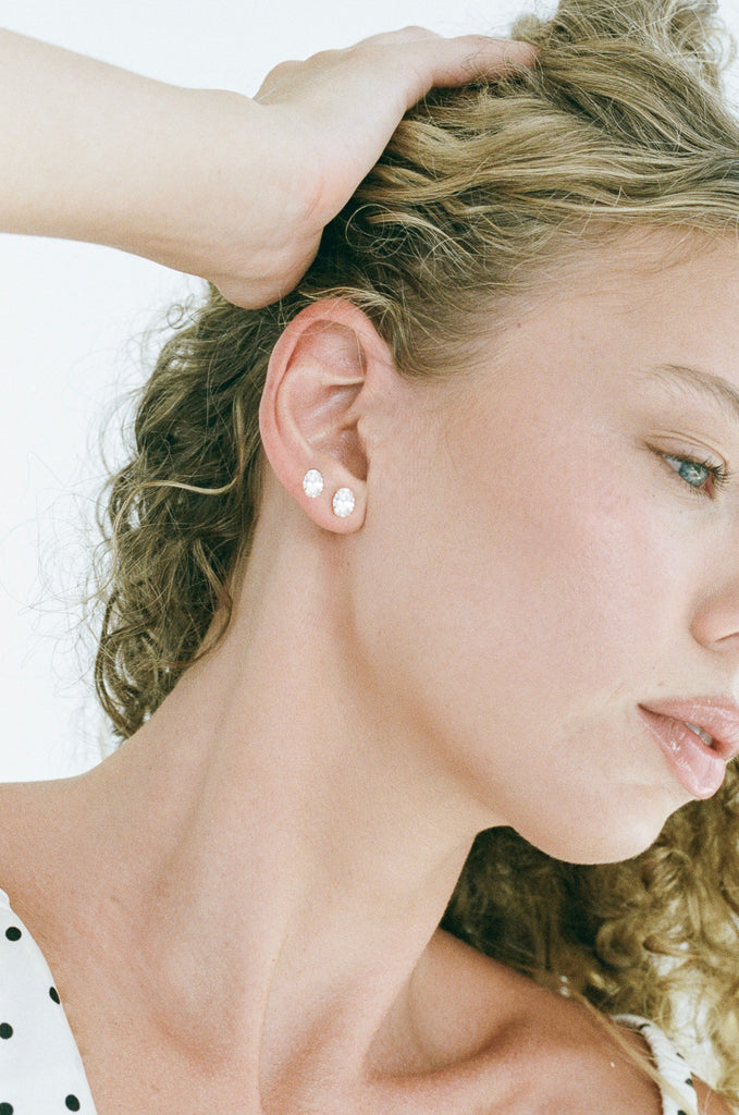 Oval Small CZ Studs