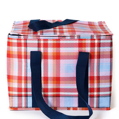 Large Tartan Insulated Cooler Tote