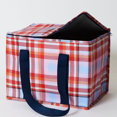 Large Tartan Insulated Cooler Tote
