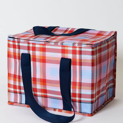 Large Tartan Insulated Cooler Tote