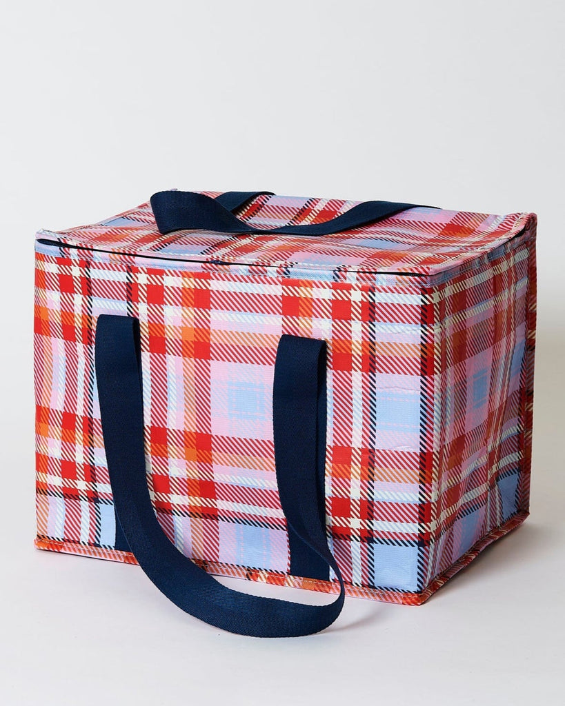 Large Tartan Insulated Cooler Tote
