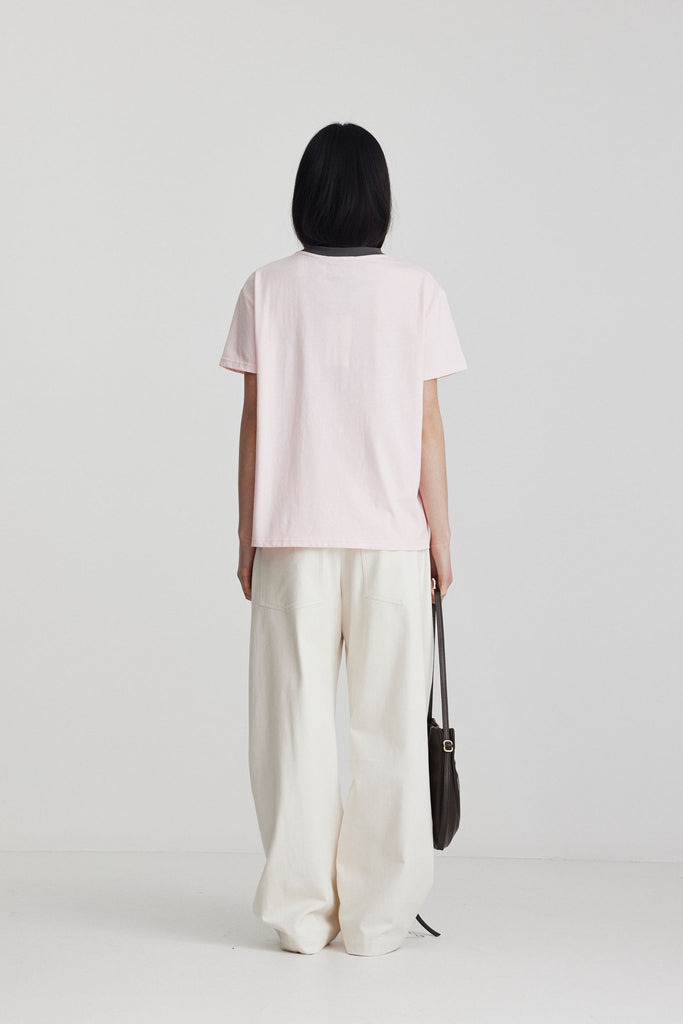 Aiden Tee - Soft Pink & Charcoal