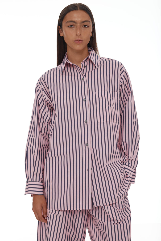 Anchor Shirt - Pink & Plum Stripe