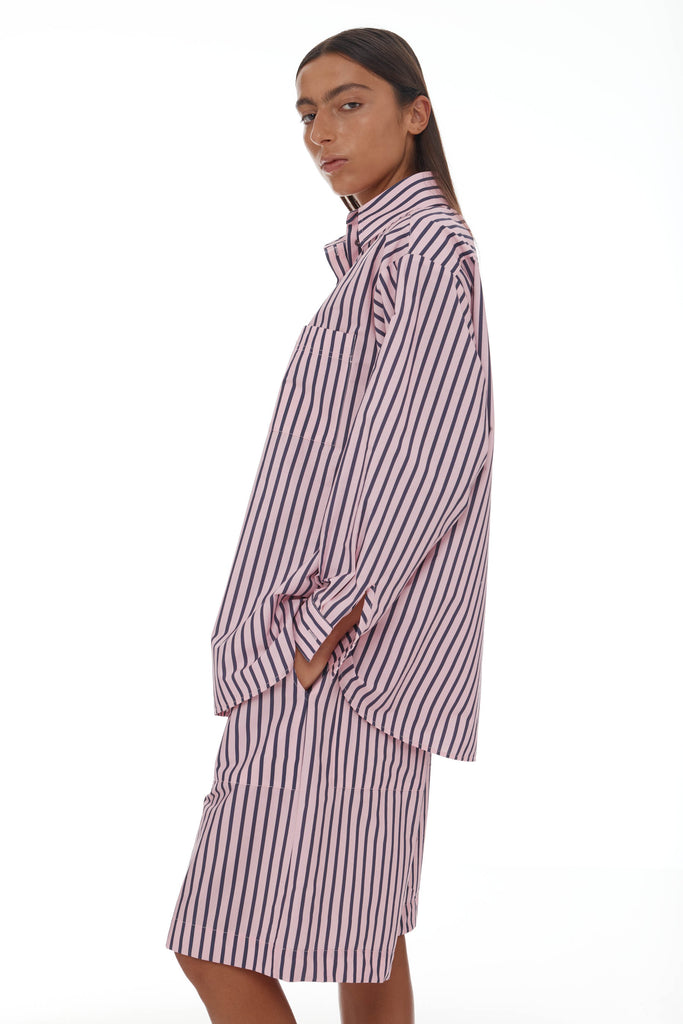 Anchor Shirt - Pink & Plum Stripe