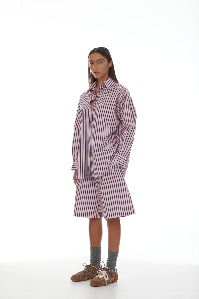 Anchor Shirt - Pink & Plum Stripe
