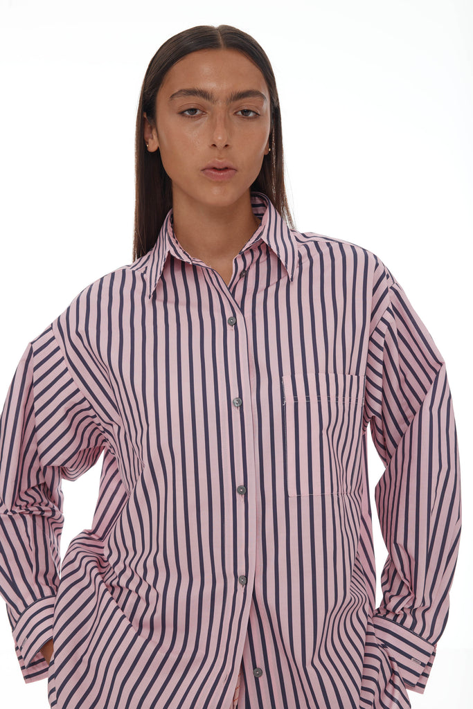 Anchor Shirt - Pink & Plum Stripe
