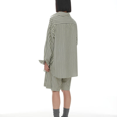 Anchor Shirt - Sage & Khaki Stripe