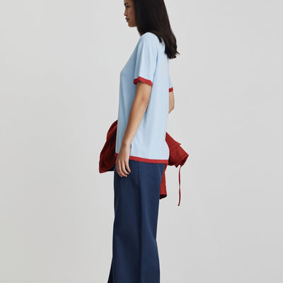 Florent Knit Tee - Ice & Bright Red