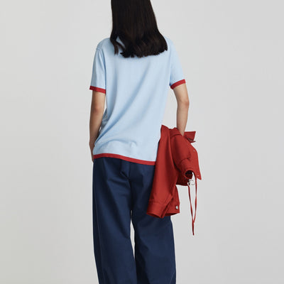 Florent Knit Tee - Ice & Bright Red