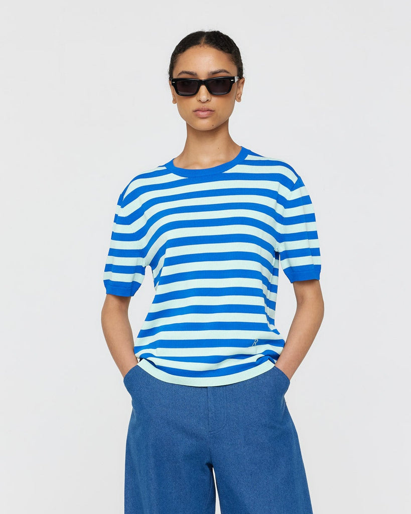 Francisco Knit Tee - Mint & Cobalt