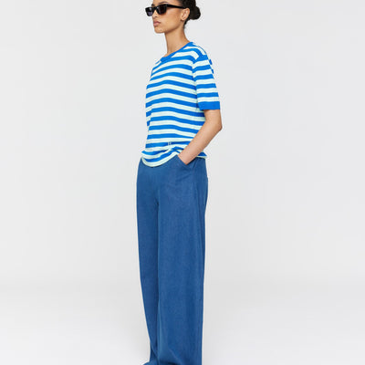 Francisco Knit Tee - Mint & Cobalt