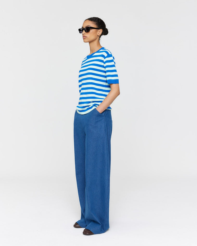 Francisco Knit Tee - Mint & Cobalt