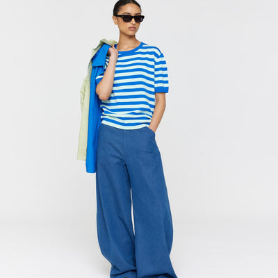 Francisco Knit Tee - Mint & Cobalt