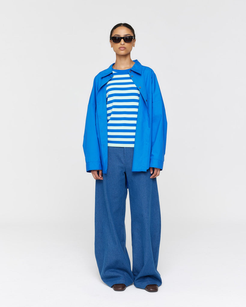 Francisco Knit Tee - Mint & Cobalt