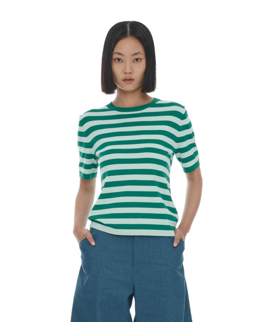 Francisco Knit Tee - Mint & Green Stripe