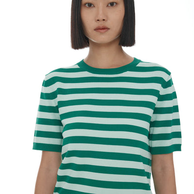 Francisco Knit Tee - Mint & Green Stripe