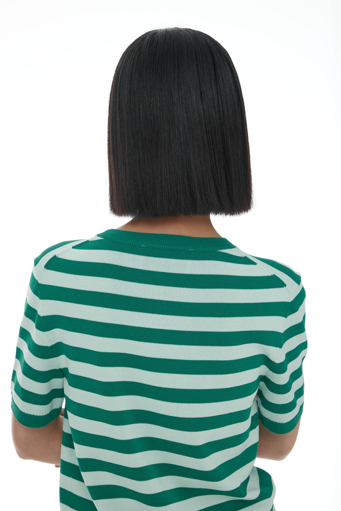 Francisco Knit Tee - Mint & Green Stripe