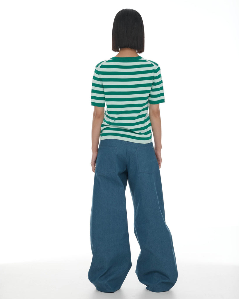 Francisco Knit Tee - Mint & Green Stripe