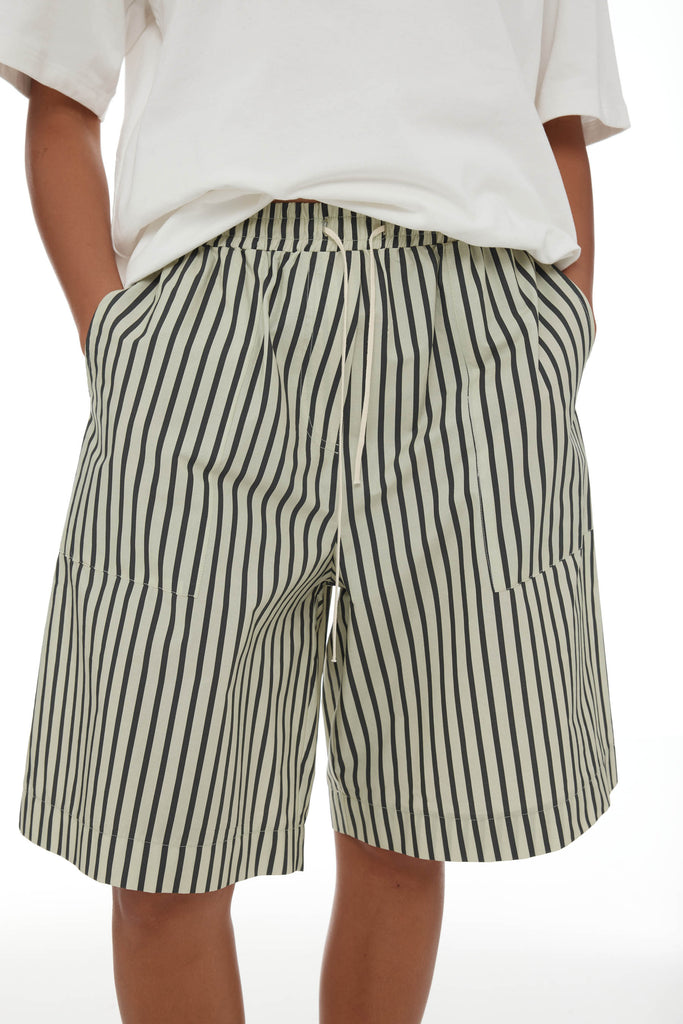 Linley Shorts - Sage & Khaki Stripe