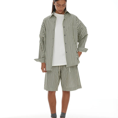 Linley Shorts - Sage & Khaki Stripe