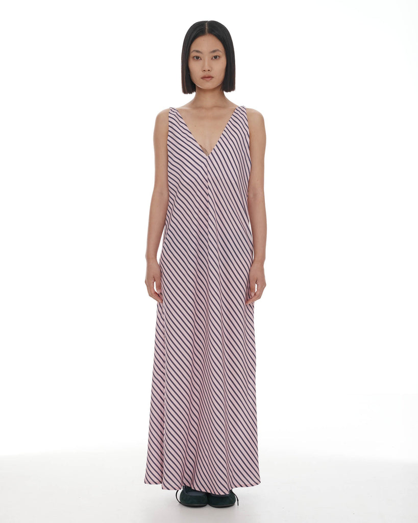 Moussa Dress - Pink & Plum Stripe
