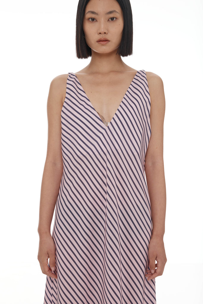 Moussa Dress - Pink & Plum Stripe