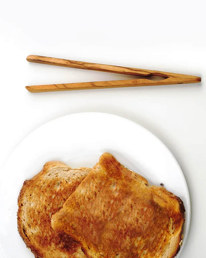 Olive Wood Toast Tongs