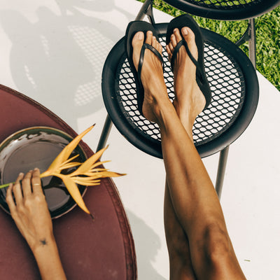 Square Toe Jandal - Black