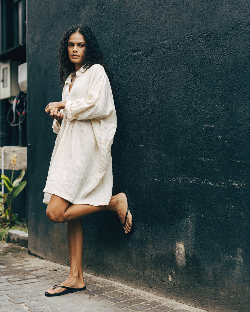 Square Toe Jandal - Black