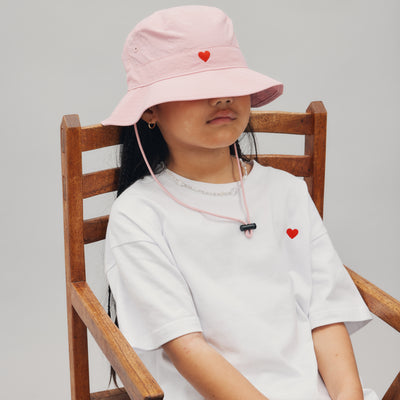 Heart Bucket Hat - Shell Pink