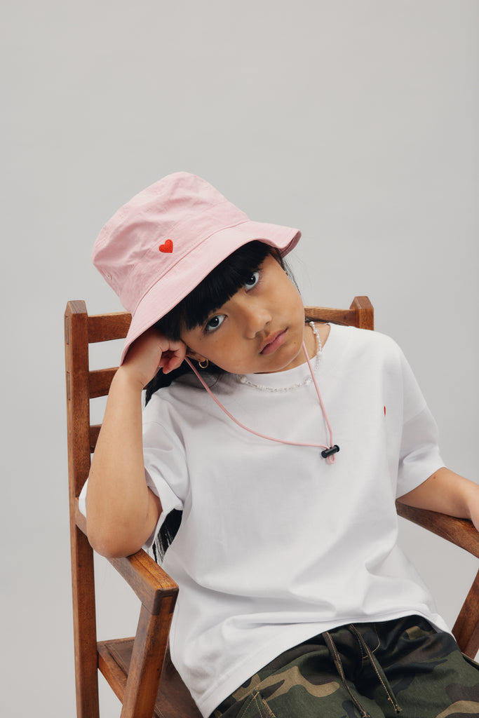 Heart Bucket Hat - Shell Pink