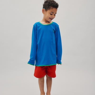 Long-Sleeve Swim Tee - Electric Blue