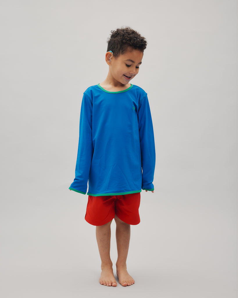 Long-Sleeve Swim Tee - Electric Blue