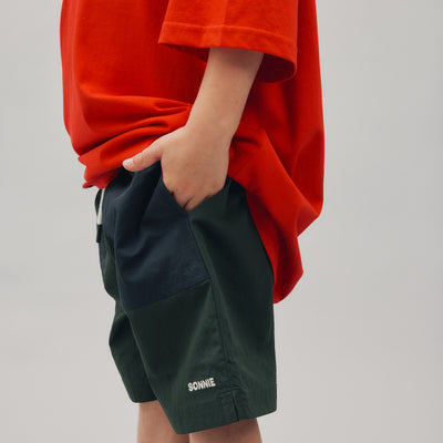 Nylon Sports Shorts - Forest Green & Ink