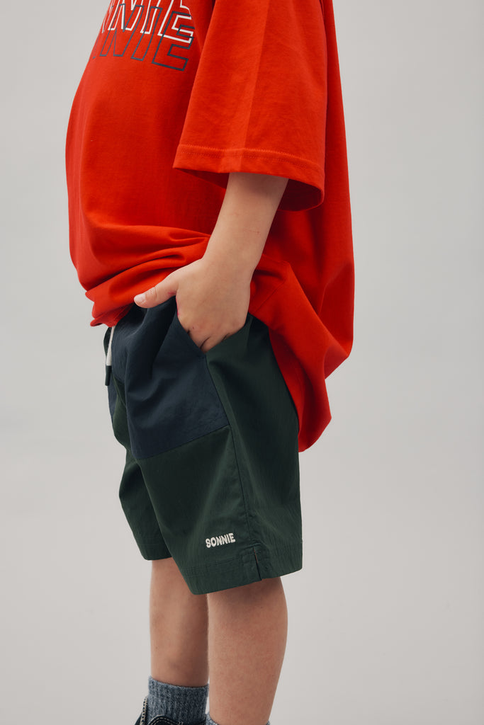 Nylon Sports Shorts - Forest Green & Ink