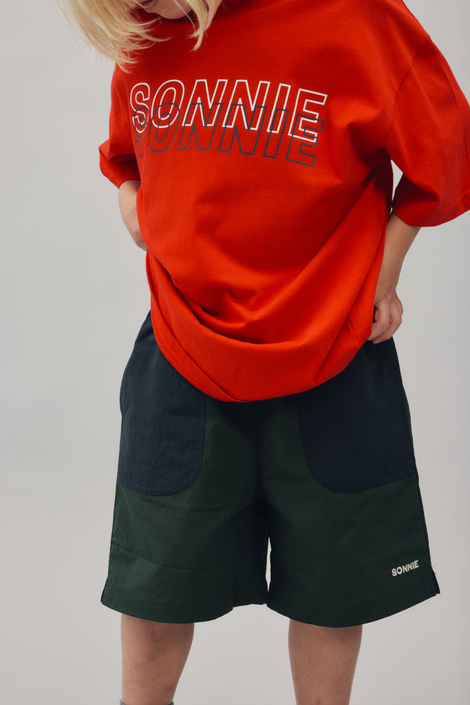 Nylon Sports Shorts - Forest Green & Ink