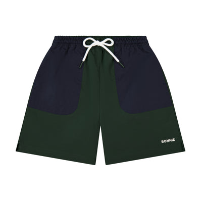 Nylon Sports Shorts - Forest Green & Ink