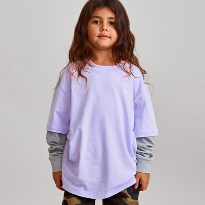 Layered Long Sleeve Tee - Violet & Grey
