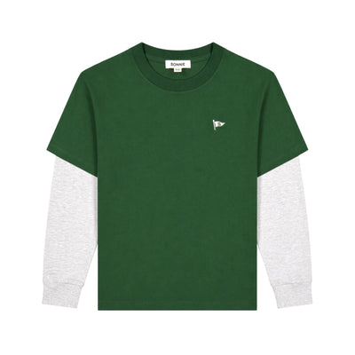 Layered Long Sleeve Tee - Green & Grey