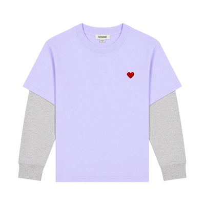 Layered Long Sleeve Tee - Violet & Grey