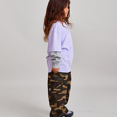 Layered Long Sleeve Tee - Violet & Grey