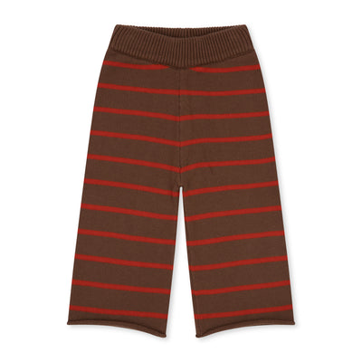 Knit Pants - Choc & Scarlet Stripe