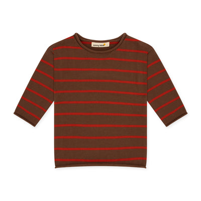 Knit Sweater - Choc Scarlet Stripe