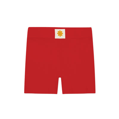 Ribbed Bike Shorts - Tomato