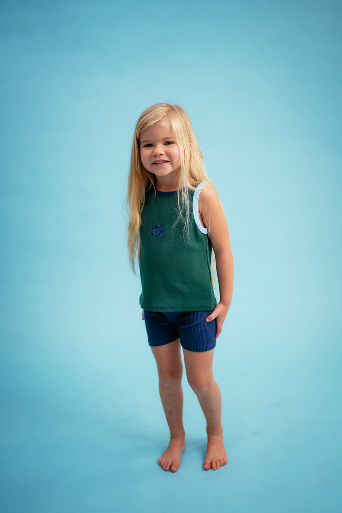 Ribbed Bike Shorts - Navy