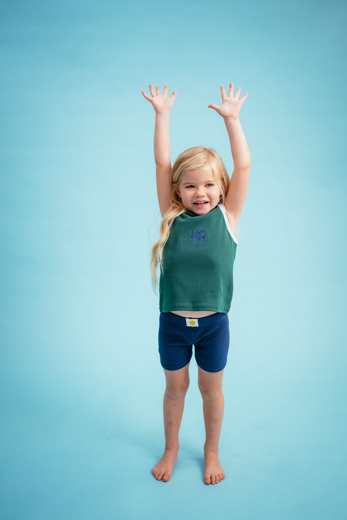 Ribbed Bike Shorts - Navy