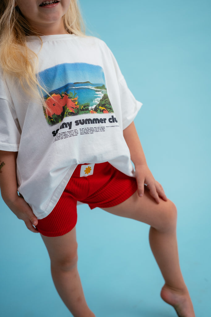 Ribbed Bike Shorts - Tomato