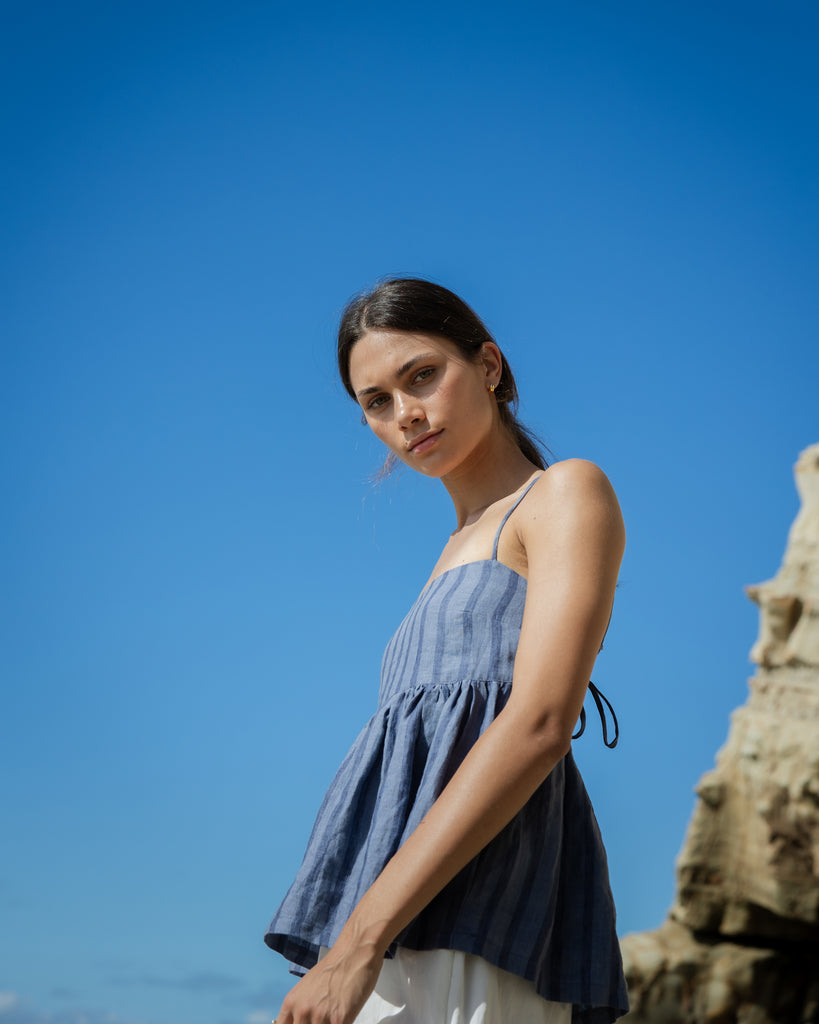 Go To Top - Denim Stripes

