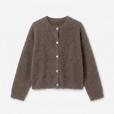 Alpaca Blend Cardigan - Walnut