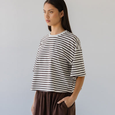Boxy Tee - Earth Stripes